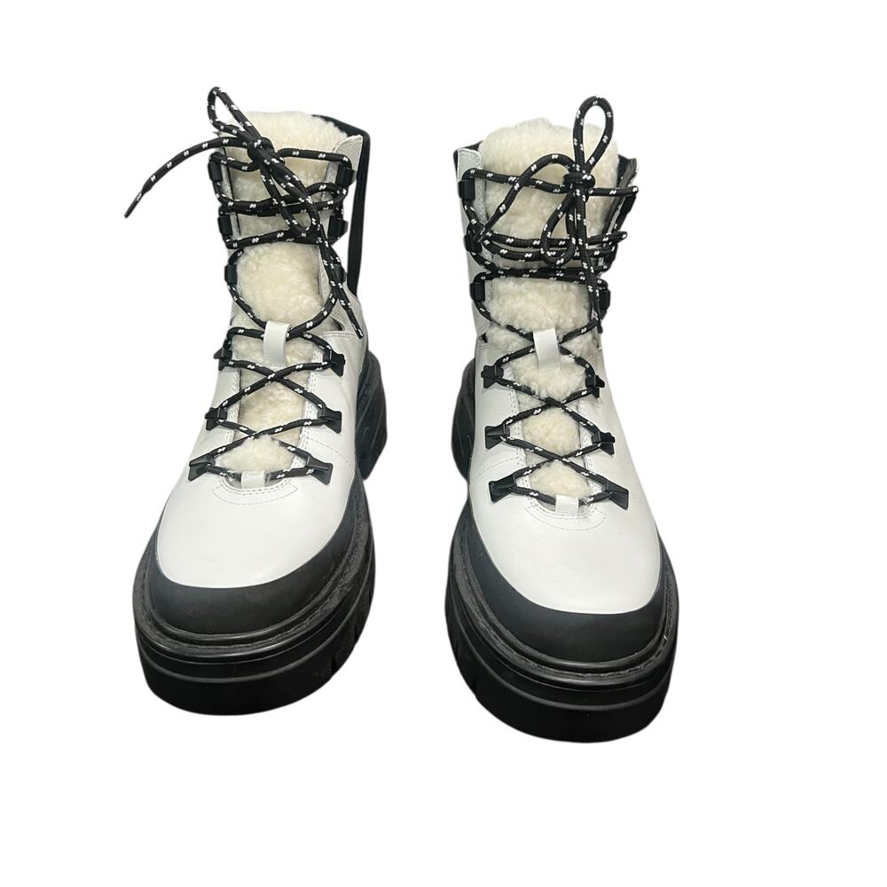 New! Marc Fisher Izuma Lugsole Boots in White/Black - Size 7.5 (MSRP $259) - Picture 6 of 11